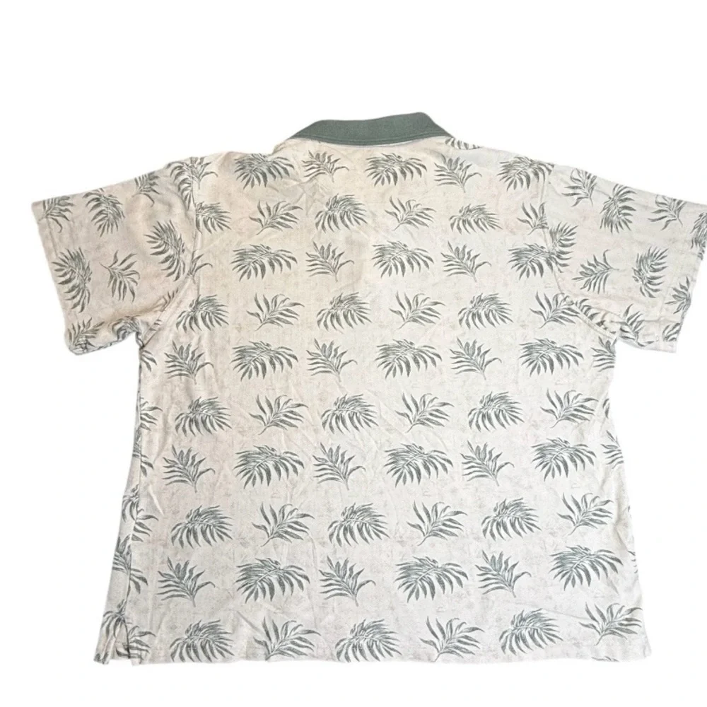 Men's Cream and Green Patterned Polo Shirt Size L - Picture 7 of 7